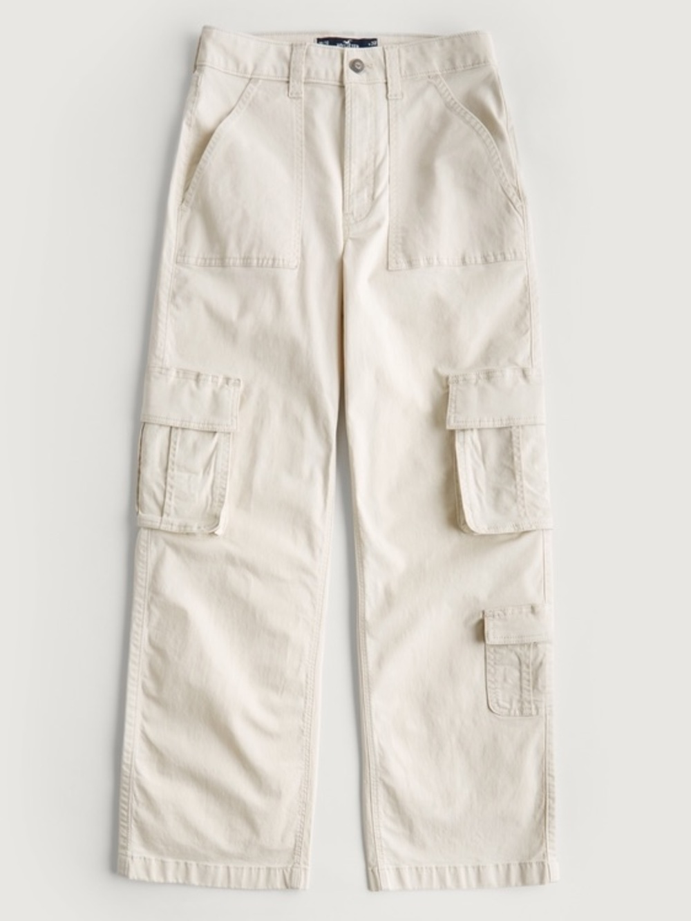 Hollister Cream Ultra High Rise Straight-Leg Cargo Pants 00R /24